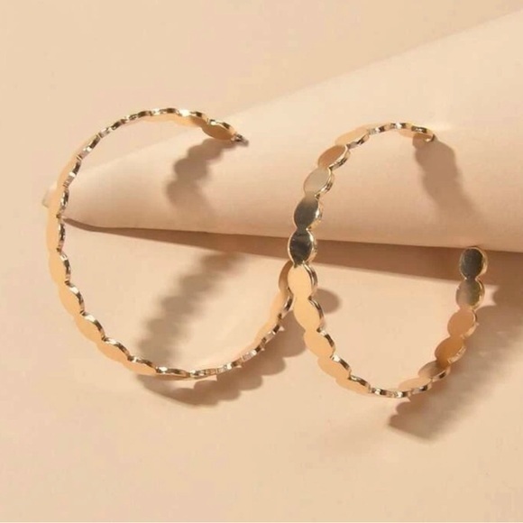 Gold Dot Hoop Earrings - Picture 4 of 6